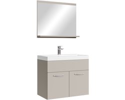 Badplaats Badkamermeubel Montreal Set 02 60 cm – Cashmere– Hangend Meubel met Wastafel en Spiegel