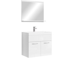 Badplaats Badkamermeubel Montreal Set 02 60 x 35 cm - Wit Hoogglans - Badmeubel met spiegel