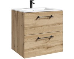Badplaats Badkamermeubel Muro 60 cm - Eiken - Badmeubel met Wastafel