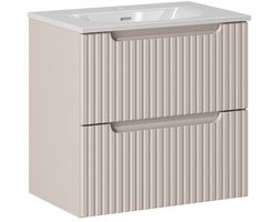 Badplaats Badkamermeubel Nova 60 cm – Beige – Hangend Badmeubel met 2 Lades