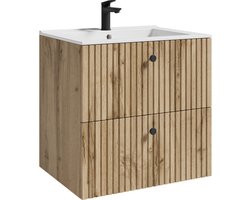 Badplaats Badkamermeubel Saros 60 x 45 cm - Eiken - Badmeubel met Wastafel