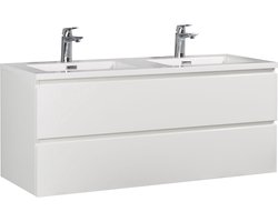 Badplaats Badkamermeubel Set Angela 120cm - Wit Hoogglans - Badmeubel met Wastafel