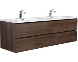 Badplaats Badkamermeubel Set Angela 160cm - Bruin Eiken - Badmeubel met Wastafel