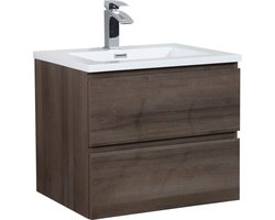 Badplaats Badkamermeubel Set Angela 60 cm – Bruin Eiken – Badmeubel met Wastafel
