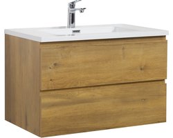 Badplaats Badkamermeubel Set Angela 80 cm – Eiken – Badmeubel met Wastafel