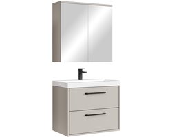 Badplaats Badkamermeubel Set Florence 01 60 cm – Beige – Hangend Wastafelmeubel met Spiegelkast