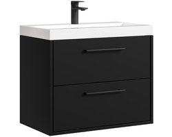 Badplaats Badkamermeubel Set Florence 01 60 cm – Mat Zwart – Hangend Wastafelmeubel met Soft-Close
