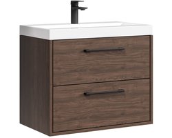 Badplaats Badkamermeubel Set Florence 01 60 cm – Walnoot Bruin – Hangend Wastafelmeubel met Soft-Close