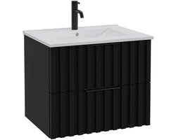 Badplaats Badkamermeubel Set Fraser 60cm - Zwart - Badmeubel met 2 lades