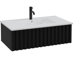 Badplaats Badkamermeubel Set Fraser 80cm - Zwart - Badmeubel met 1 lade