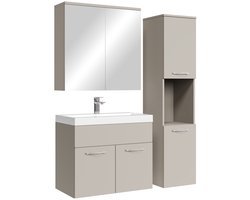 Badplaats Badkamermeubel Set Montreal 60 cm - Beige - Badmeubel met spiegelkast en zijkast