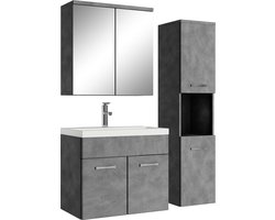 Badplaats Badkamermeubel Set Montreal 60 cm - Donker Grijs - Badmeubel met spiegelkast en zijkast