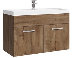 Badplaats Badkamermeubel Set Paso 01 80 x 40 cm - Bruin Eiken - Badmeubel met Wastafel