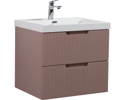 Badplaats Badkamermeubel Set Thermis 60 cm – Mat Roze – Badmeubel met Wastafel