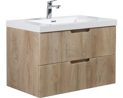 Badplaats Badkamermeubel Set Thermis 80cm - Licht Eiken - Badmeubel met Wastafel