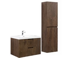 Badplaats Badkamermeubel Thermis 80 cm – Walnoot Bruin – Badmeubel met Kolomkast