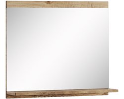 Badplaats Badkamerspiegel Montreal 60 x 12 x 50 cm - Kastanje Eiken - Spiegel met Houten Frame en Planchet