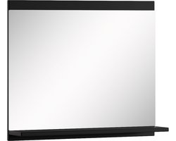 Badplaats Badkamerspiegel Montreal 60 x 12 x 50 cm - Mat zwart - Spiegel met Houten Frame en Planchet