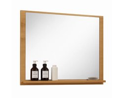 Badplaats Badkamerspiegel Oliver 60 x 12 x 50 cm - Eiken - Spiegel met Houten Frame en Planchet