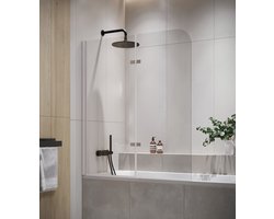 Badplaats Badwand Austin 100 x 140 cm - Chroom - Badscherm Draaibaar 5 mm dik - Veiligheidsglas en Antikalk