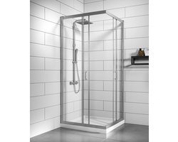 Badplaats Douchecabine Dakota 100 x 100 x 185 cm - Chroom - Douchewand met Schuifdeur
