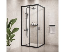 Badplaats Douchecabine Dakota 100 x 100 x 190 cm - Zwart - Douchewand met Schuifdeur