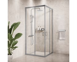 Badplaats Douchecabine Dakota 90 x 90 x 185 cm - Chroom - Douchewand met Schuifdeur