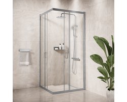 Badplaats Douchecabine Dakota 90 x 90 x 190 cm – Chroom – Douchewand met Schuifdeur