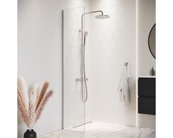Badplaats Douchewand Florida 40 x 200 cm - Chroom – Inloopdouche 8 mm Veiligheidsglas