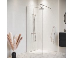 Badplaats Douchewand Florida 50 x 200 cm - Chroom – Inloopdouche 8 mm Veiligheidsglas
