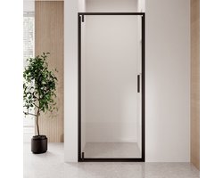Badplaats Douchewand Seattle 90 x 190 cm - 6 mm Transparant Veiligheidsglas - Inclusief Alle Profielen en Strips - Geschikt voor Inloopdouche - Zwart