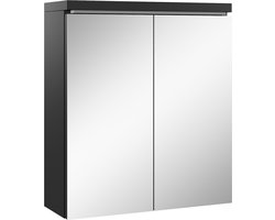Badplaats Spiegelkast Toledo 60 x 20 x 60 cm – Mat Zwart – Badkamerkast Badkamer
