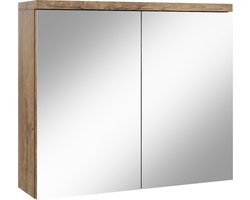 Badplaats Spiegelkast Toledo 80 x 20 x 60 cm - Bruin Eiken - Badkamerkast Badkamer
