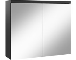 Badplaats Spiegelkast Toledo 80 x 20 x 60 cm - Zwart - Badkamerkast Badkamer