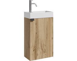 Badplaats Toiletmeubel Apollo 40 x 22 cm - Licht Eiken - Fonteinmeubel met Wastafel