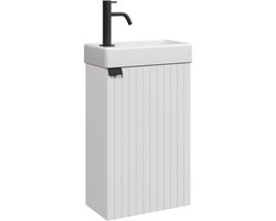 Badplaats Toiletmeubel Bosco 40 x 22 cm – Mat Wit – Fonteinmeubel met Wastafel