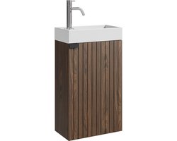 Badplaats Toiletmeubel Bosco 40 x 22 cm - Walnoot - Fonteinmeubel met Wastafel