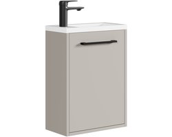 Badplaats Toiletmeubel Florence 40 x 22 cm – Beige – Fonteinmeubel met Witte Wastafel