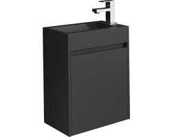 Badplaats Toiletmeubel Sinta 40 x 22 cm - Zwart - Fonteinmeubel met Zwarte Wastafel