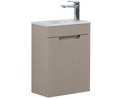 Badplaats Toiletmeubel Thermis 40 x 22 cm – Beige – Fonteinmeubel met Witte Wastafel
