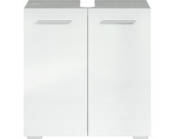 Badplaats Wastafel Onderkast Jupiter 60 x 30 x 60 cm - Beton grijs met wit - Badkamerkast – Staand Wastafelmeubel