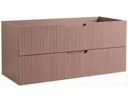 Badplaats Wastafel Onderkast Thermis 100 x 48 cm - Roze Mat - Hangend Wastafelmeubel Met Lades