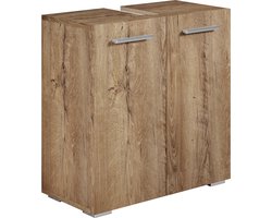 Badplaats Wastafelkast Jupiter 60 x 30 x 60 cm – Bruin Eiken – Badkamerkast – Staand Wastafelmeubel