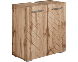Badplaats Wastafelkast Jupiter 60 x 30 x 60 cm – Eiken – Visgraat – Staand Wastafelmeubel