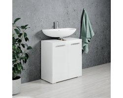 Badplaats Wastafelkast Jupiter 60 x 30 x 60 cm – Mat Wit – Badkamerkast – Staand Wastafelmeubel