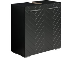 Badplaats Wastafelkast Jupiter 60 x 30 x 60 cm – Mat Zwart – Visgraat – Staand Wastafelmeubel