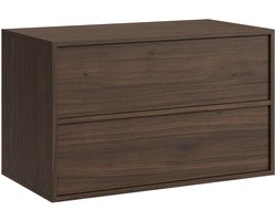 Badplaats Wastafelkast Mali 80 cm – Walnoot Bruin – Badkamerkast – Hangend Wastafelmeubel