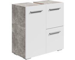 Badplaats Wastafelkast Mars 60 x 30 x 60 cm – Beton met wit – Badkamerkast – Staand Wastafelmeubel