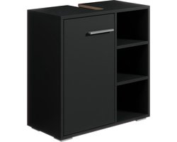 Badplaats Wastafelkast Neptunus 60 x 28 x 60 cm – Mat zwart – Badkamerkast – Staand Wastafelmeubel