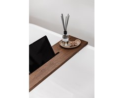 Badplank 75 cm - Walnoot kleur - Badplank eiken - Japandi stijl - Massief eikenhout - Badplank voor in bad - badkamer accessoire - badrek